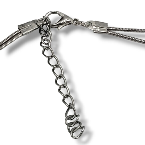 Silver Tone Modernist Brutalist Disc Satellite Double Strand Layered Necklace - Picture 6 of 7